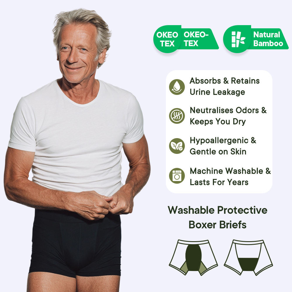 Washable Reusable Men's  Leak-Proof Boxer Briefs